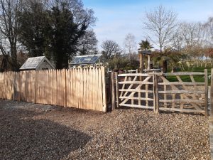 Paling fence, cleft fence, cleft oak fence, Dorney Common fence, cleft oak paling